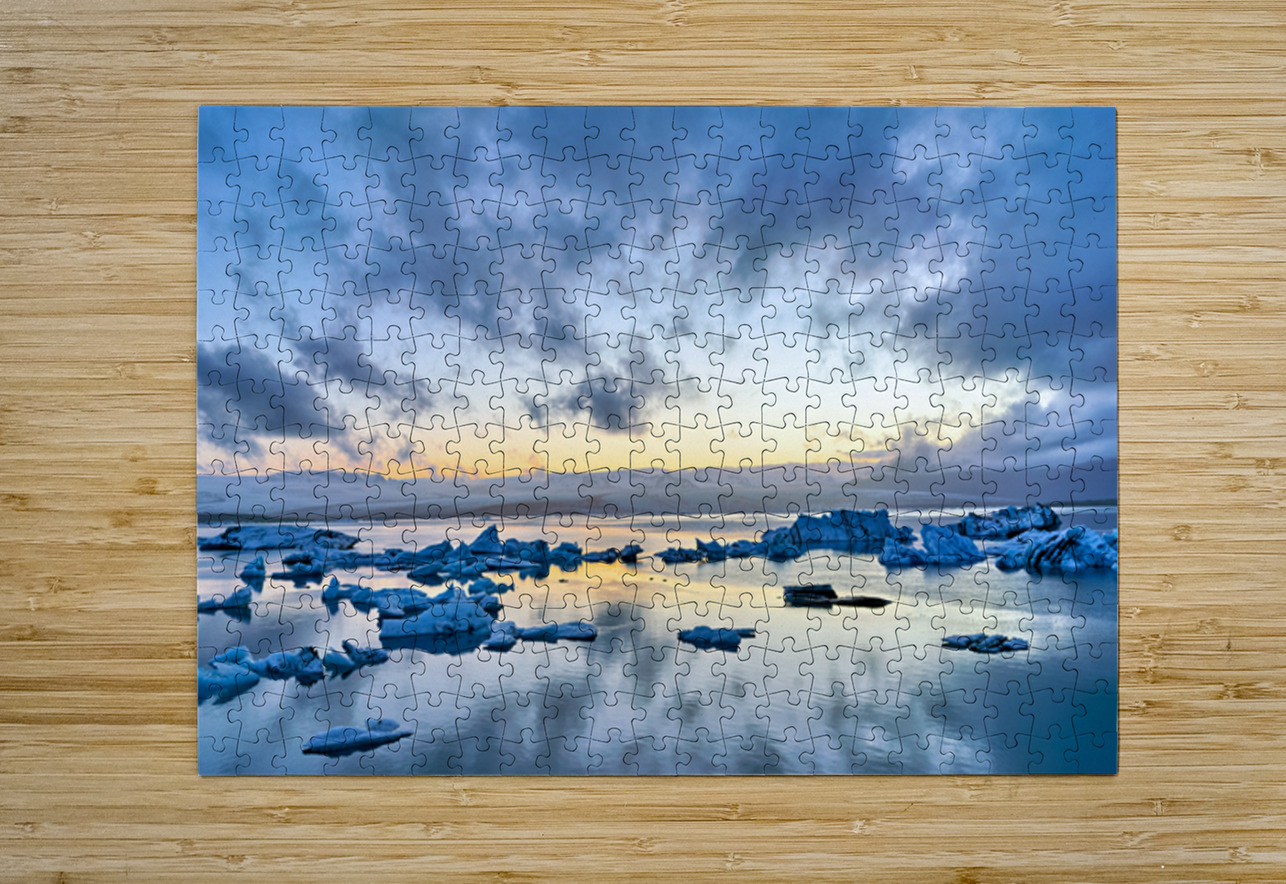 Midnight scenes at Jokulsarlon glacier lagoon in Iceland Marco Brivio Puzzle printing
