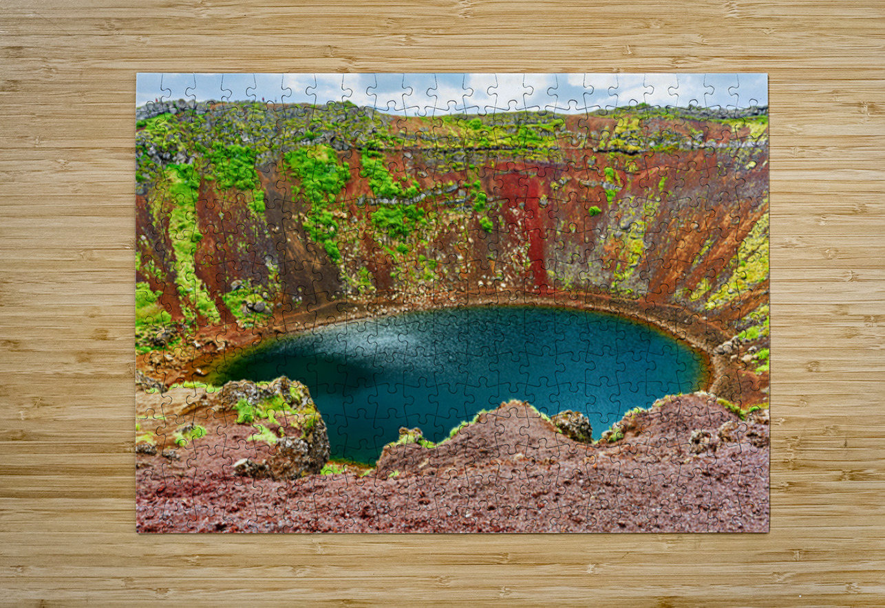 Exploring Kerid Crater in Iceland on a cloudy day Marco Brivio Puzzle printing