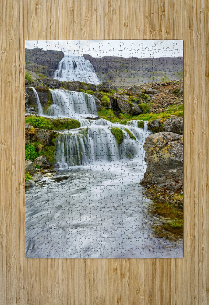 Gongumannafoss waterfall in Iceland with flowing water Marco Brivio Puzzle printing