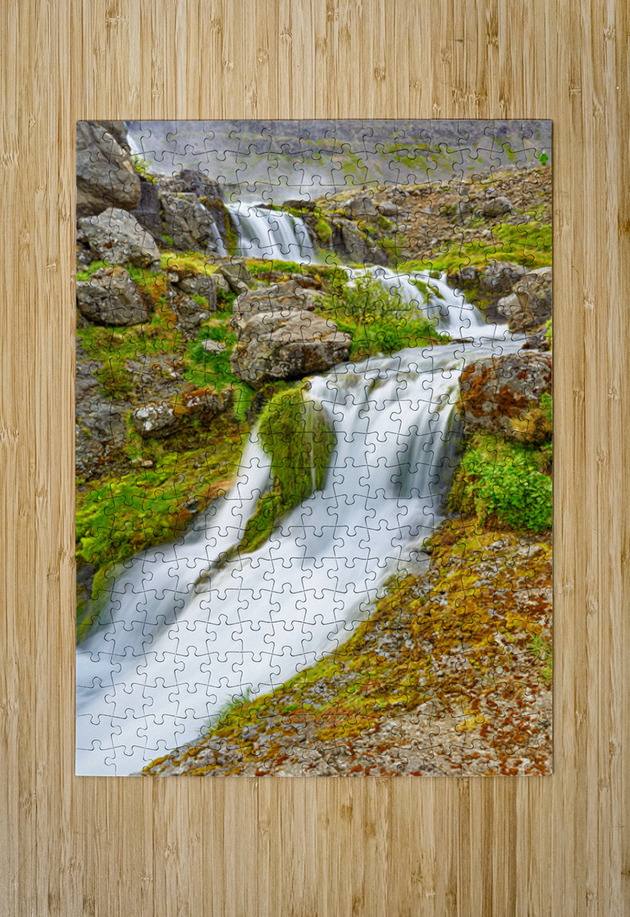Gongumannafoss waterfall flows in Iceland during daylight hours Marco Brivio Puzzle printing