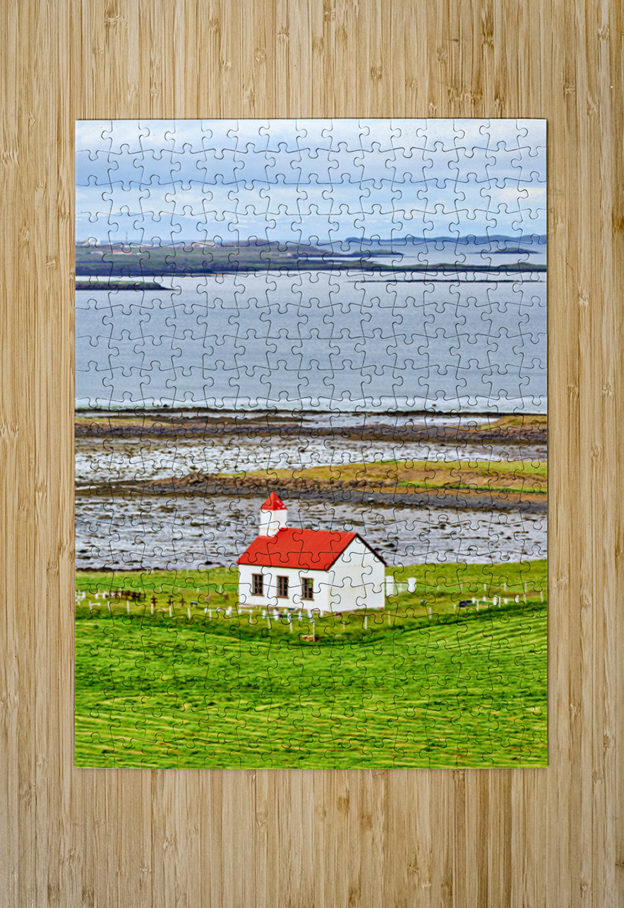 Church located in the western fjords of Iceland near the sea Marco Brivio Puzzle printing