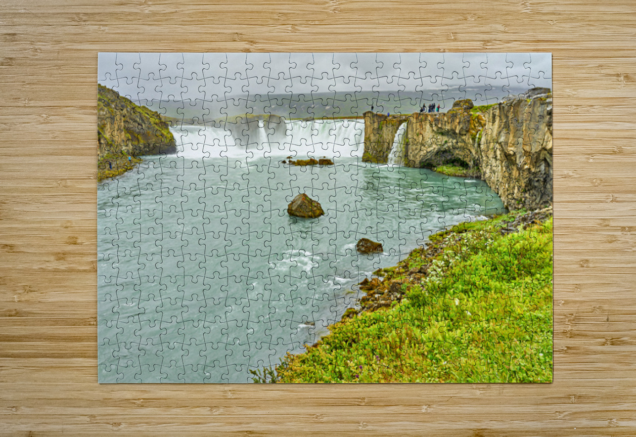 Exploring Godafoss waterfall in Iceland on a cloudy day Marco Brivio Puzzle printing