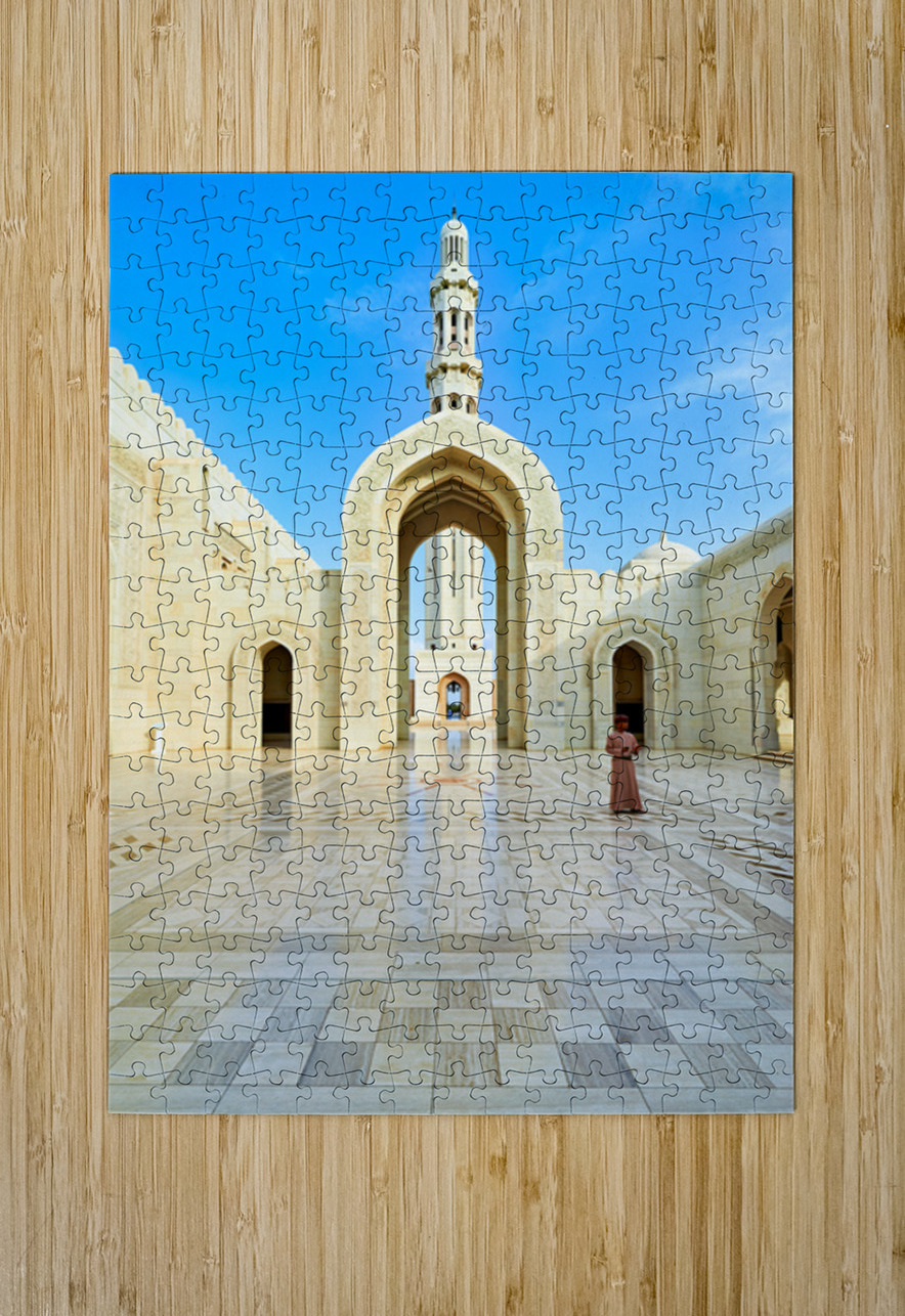 Visitors explore Sultan Qaboos Grand Mosque in Muscat Marco Brivio Puzzle printing