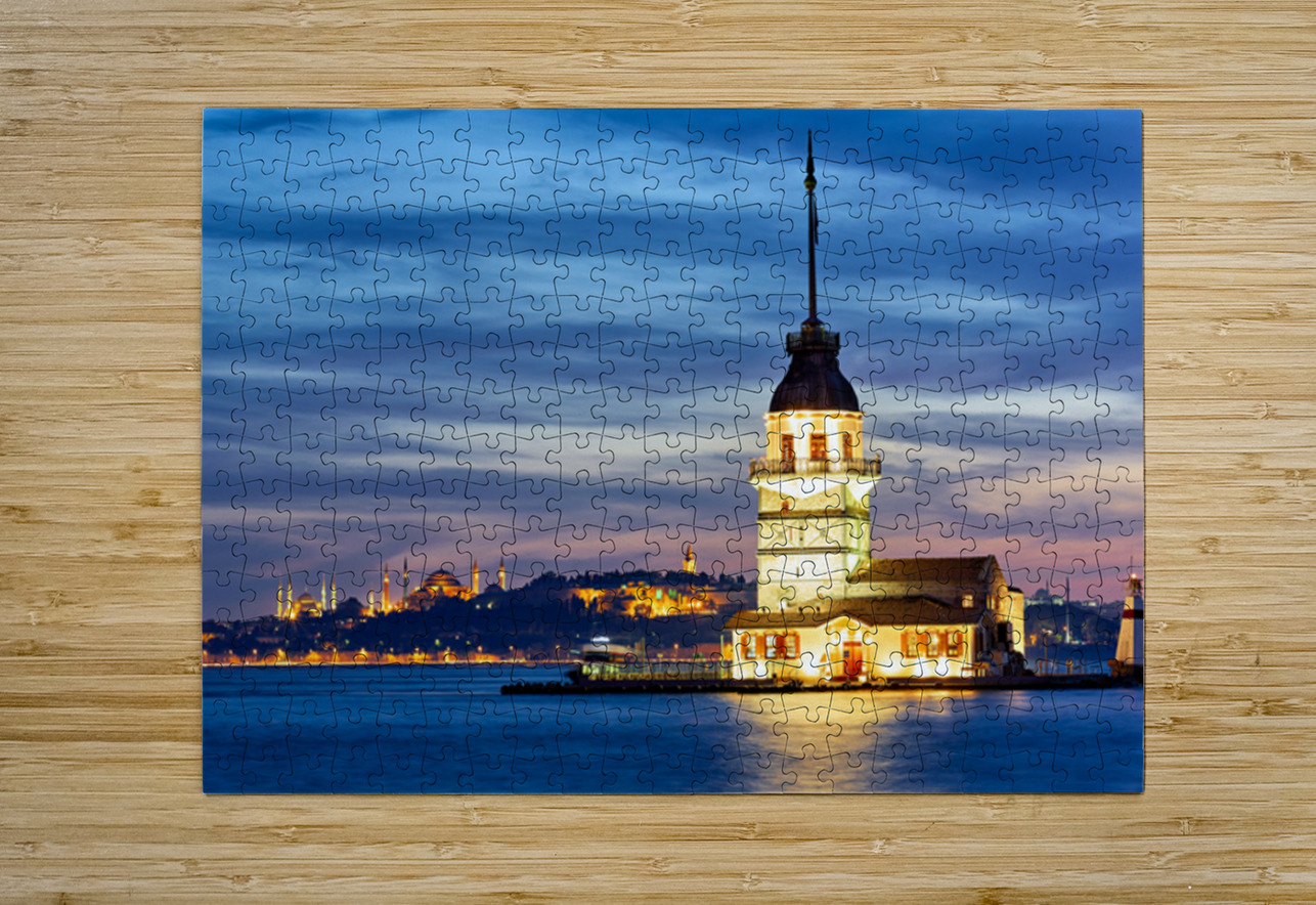 Sunset view of Maidens Tower on the Bosphorus in Istanbul Marco Brivio Puzzle printing
