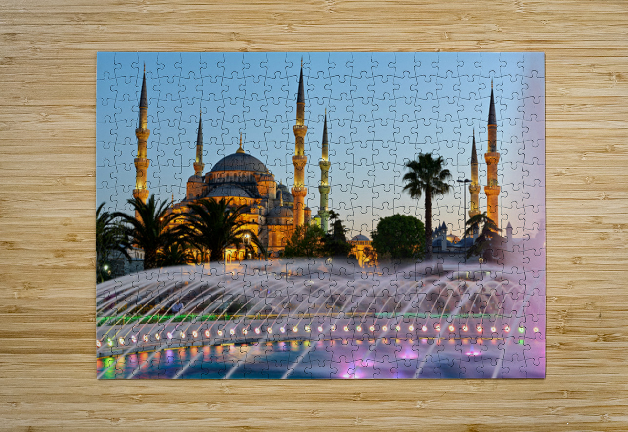 Visit to Blue Mosque and fountain at twilight in Istanbul Marco Brivio Puzzle printing