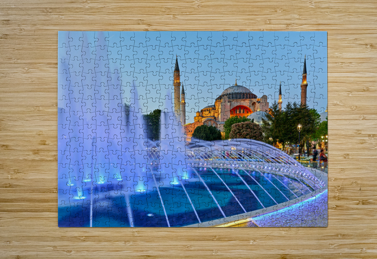 Hagia Sophia Grand Mosque at dusk with fountain display Marco Brivio Puzzle printing