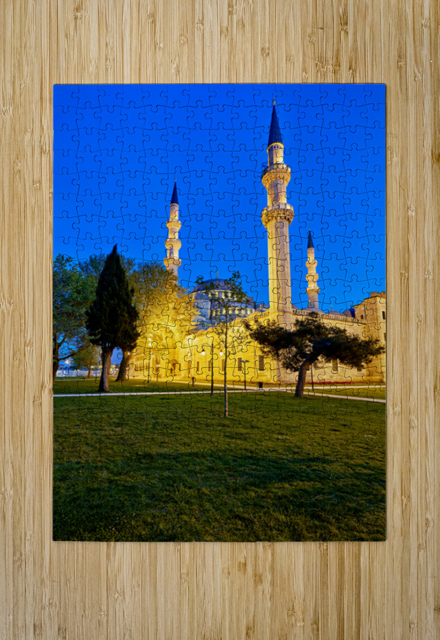 Night view of Suleymaniye Mosque in Istanbul Turkey Marco Brivio Puzzle printing