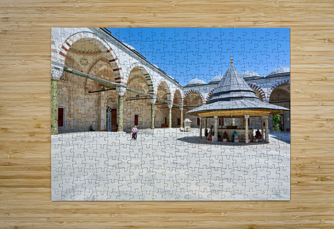 Visitors explore the courtyard at Fatih Mosque in Istanbul Marco Brivio Puzzle printing