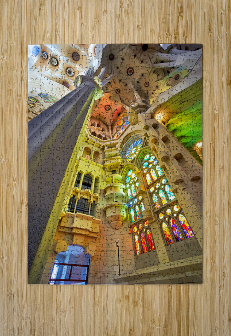 View of colorful windows inside Basílica de la Sagrada Família Marco Brivio Puzzle printing