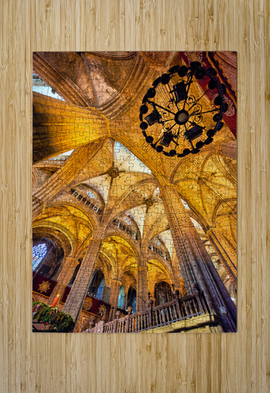 Catholic church architecture inside Barcelona Cathedral Marco Brivio Puzzle printing