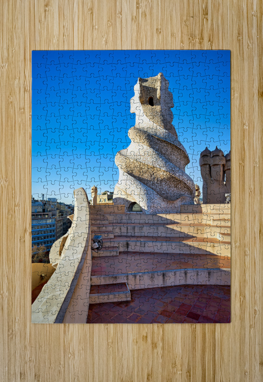Rooftop views of Casa Mila in sunny Barcelona Marco Brivio Puzzle printing