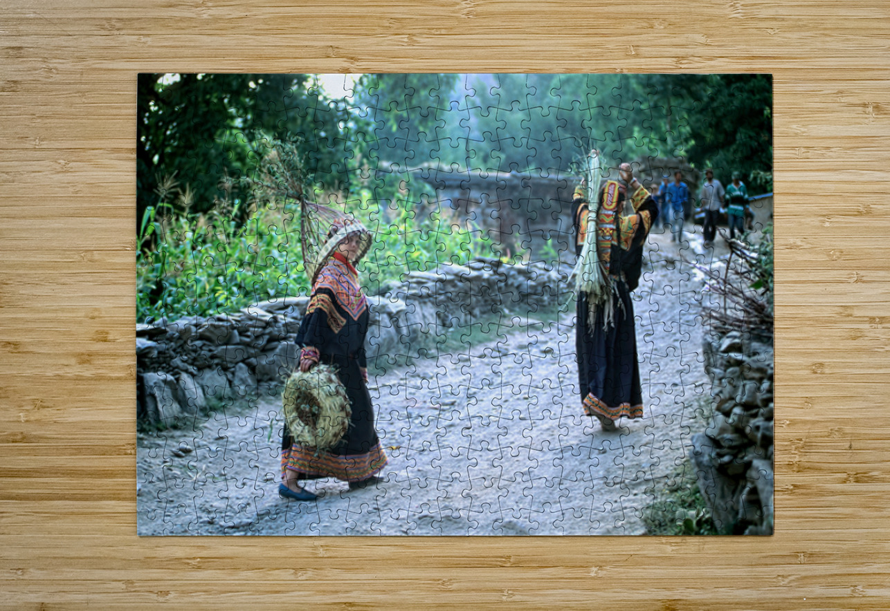 Women working in Bumburet Valley Kalash village Marco Brivio Puzzle printing