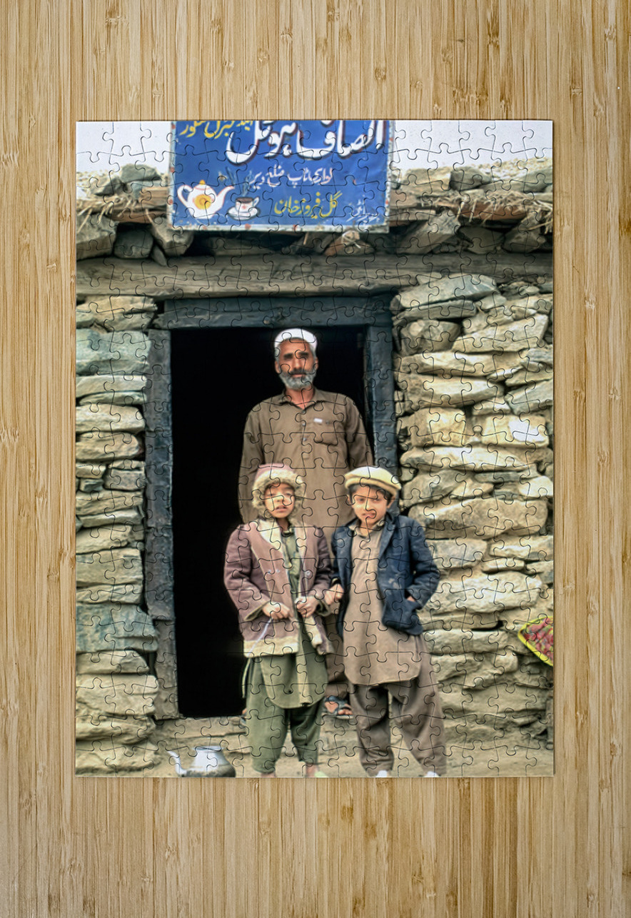 Family near shop at Shandur Pass in Pakistan Marco Brivio Puzzle printing