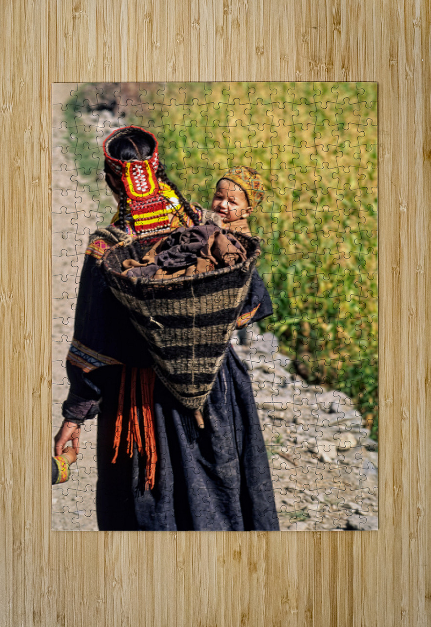 Life in kalash village of bumburet valley with a child Marco Brivio Puzzle printing