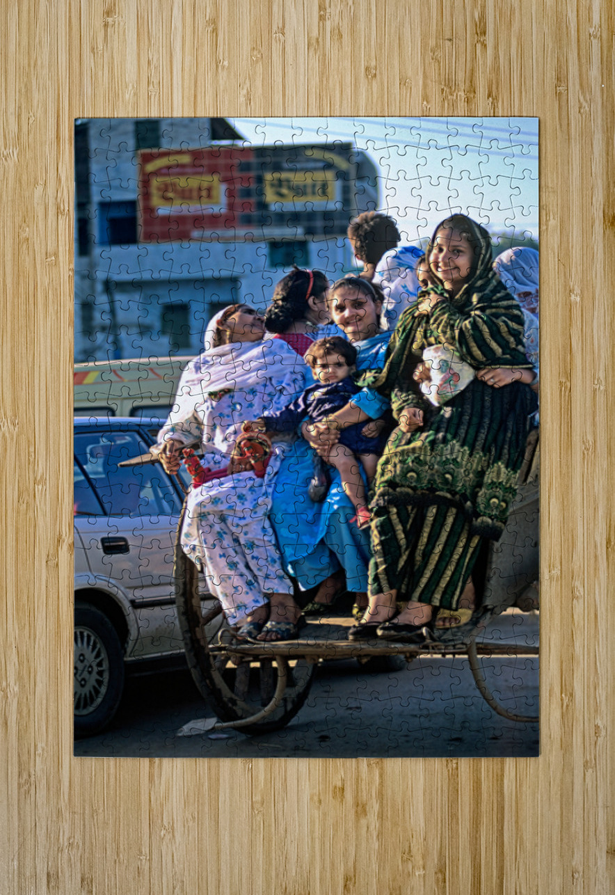 Family travels on rickshaw in busy Lahore streets Marco Brivio Puzzle printing