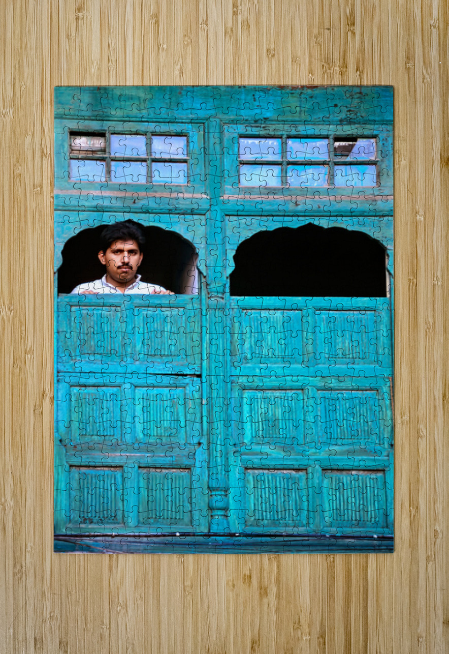 Man looks out from window in Lahore Pakistan Marco Brivio Puzzle printing