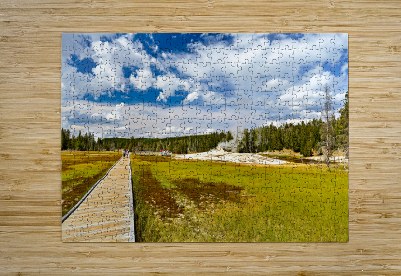 Visitors stroll the Upper Geyser Basin boardwalk Marco Brivio Puzzle printing