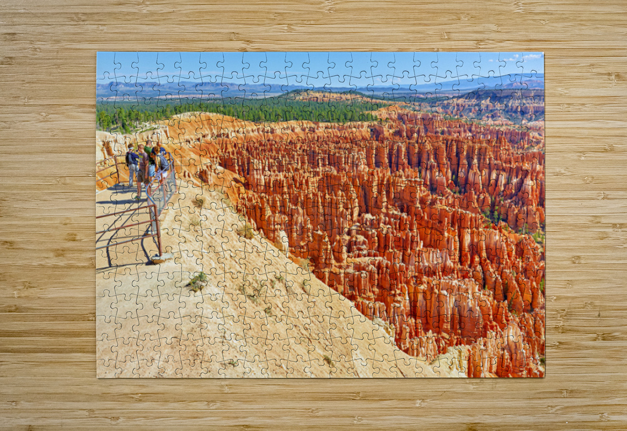 Visitors enjoy the view at Bryce Canyons Inspiration Point Marco Brivio Puzzle printing