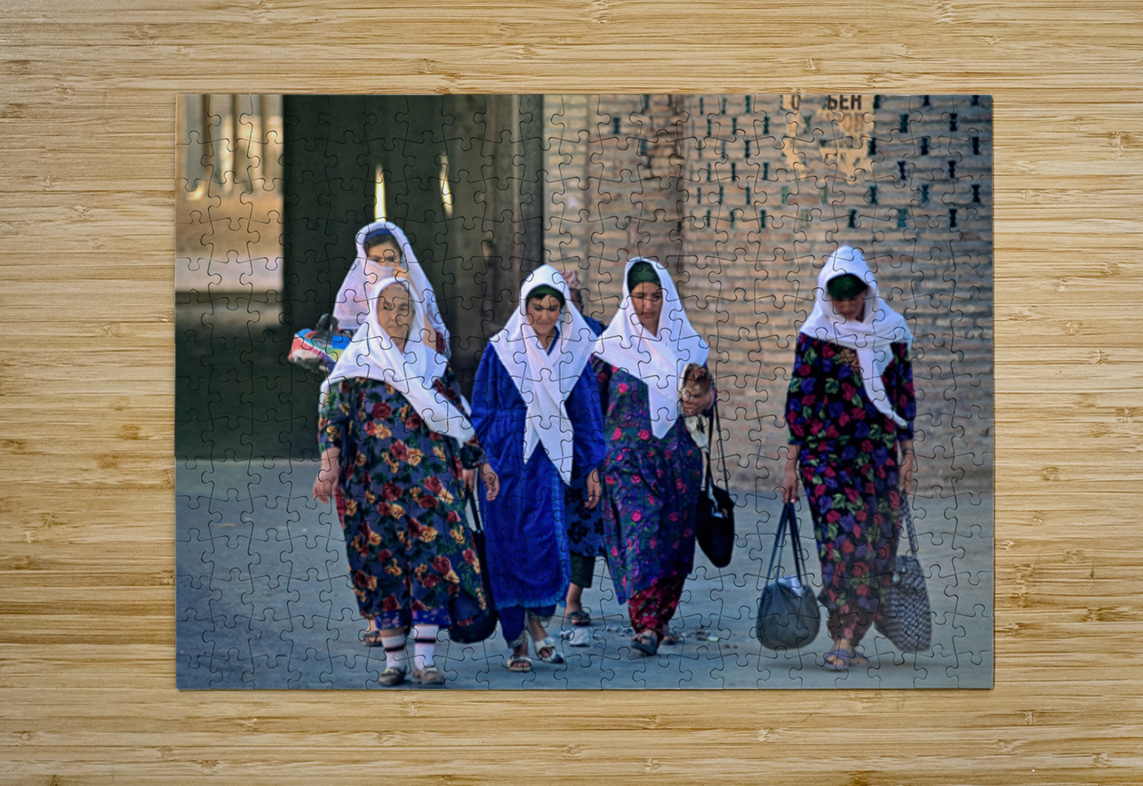Women stroll through Khivas streets with tradition Marco Brivio Puzzle printing