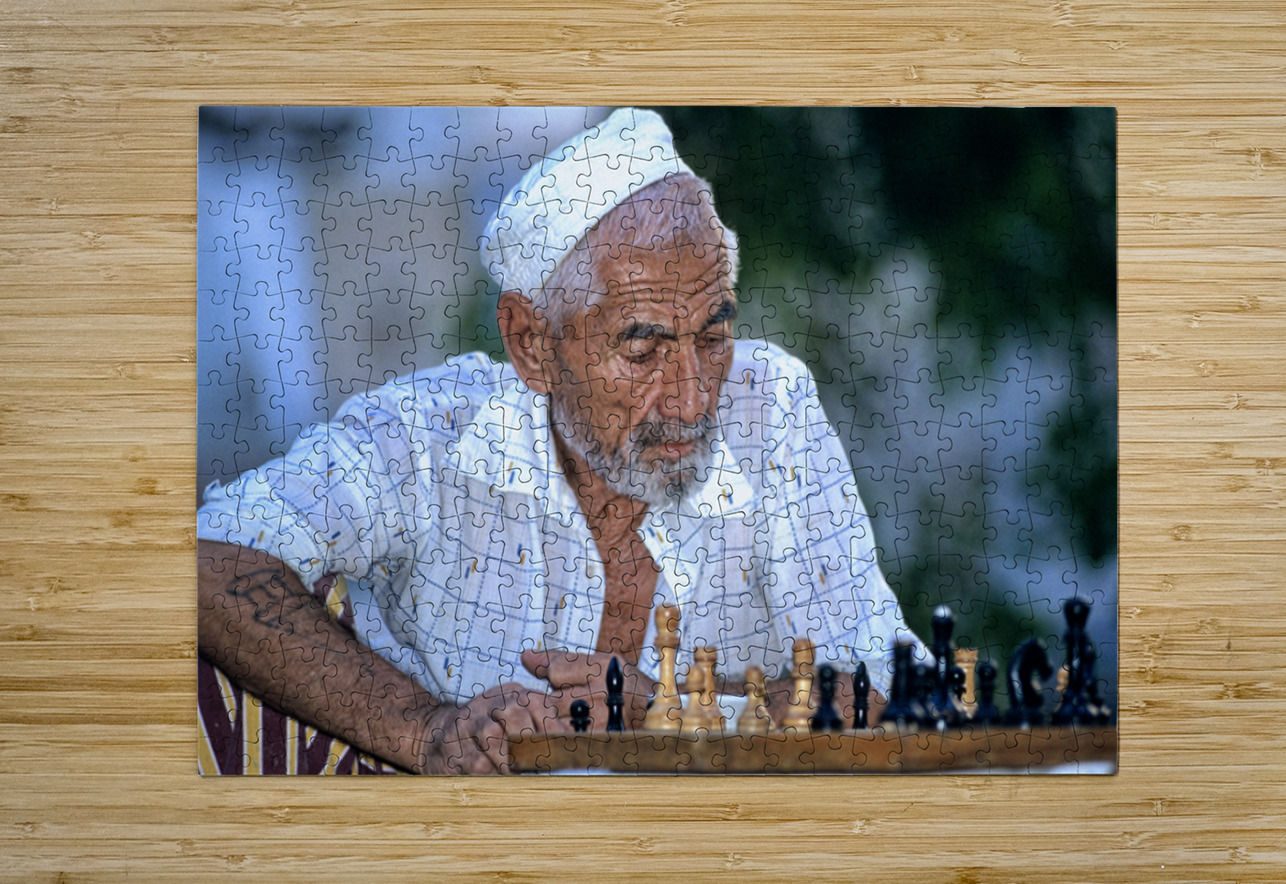 Elderly man plays chess in Bukhara Uzbekistan Marco Brivio Puzzle printing