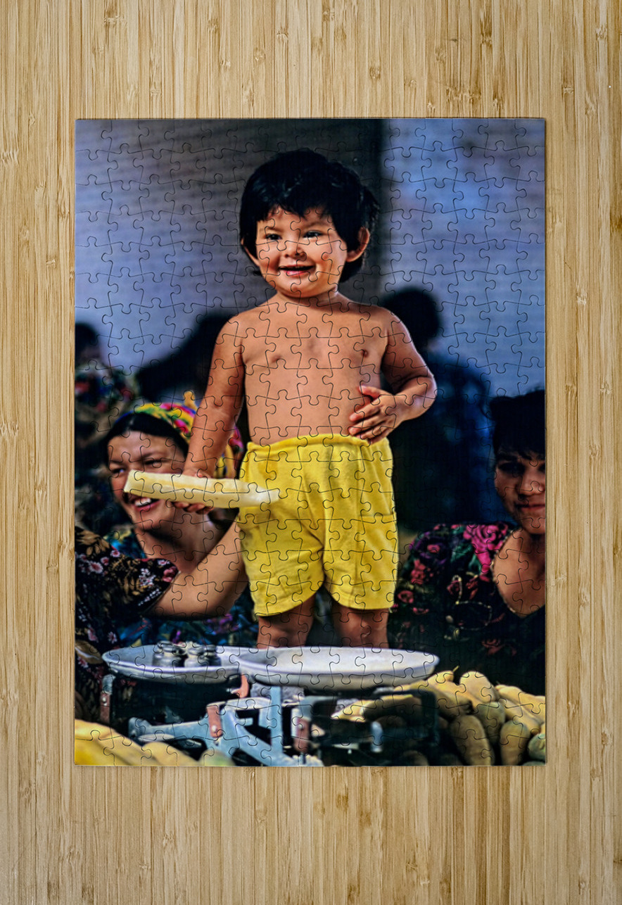 Kid stands at vegetable market in Samarkand Uzbekistan Marco Brivio Puzzle printing