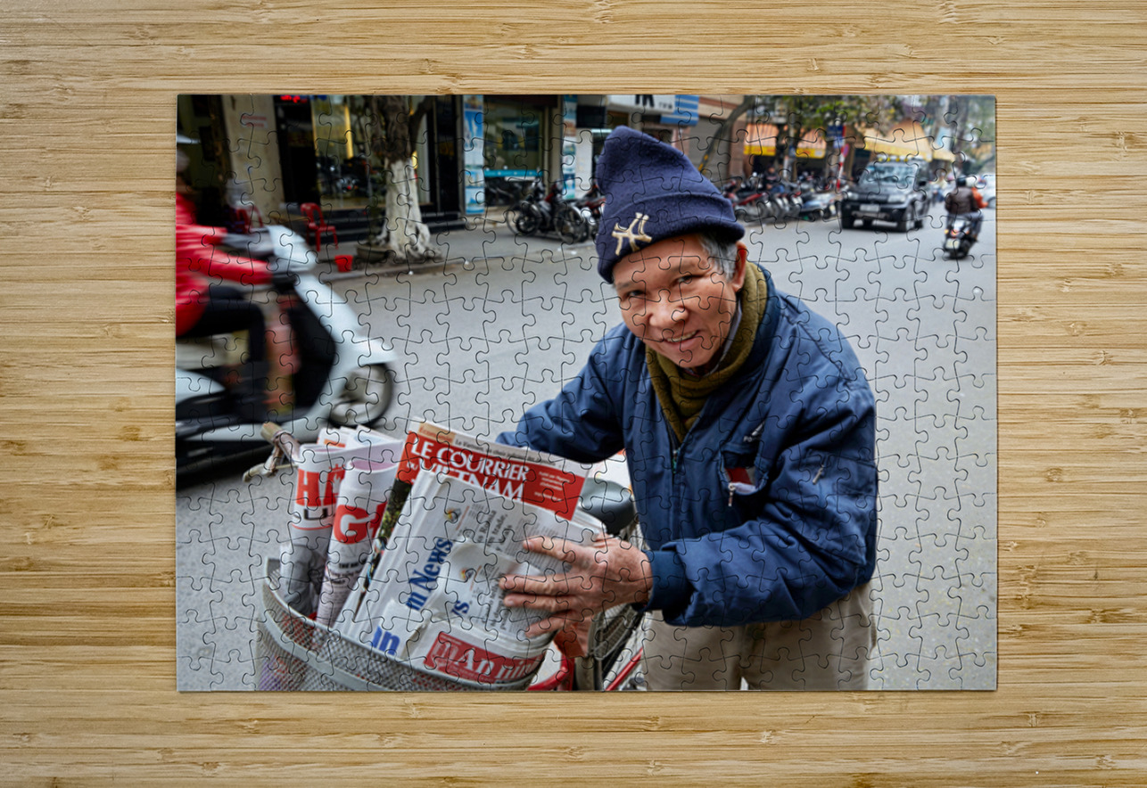 Man selling newspapers in Ho Chi Minh City Marco Brivio Puzzle printing