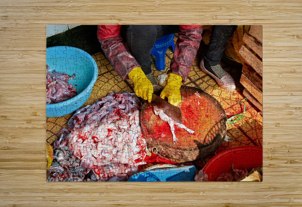 Market activity in Hanoi with fish preparation in progress Marco Brivio Puzzle printing