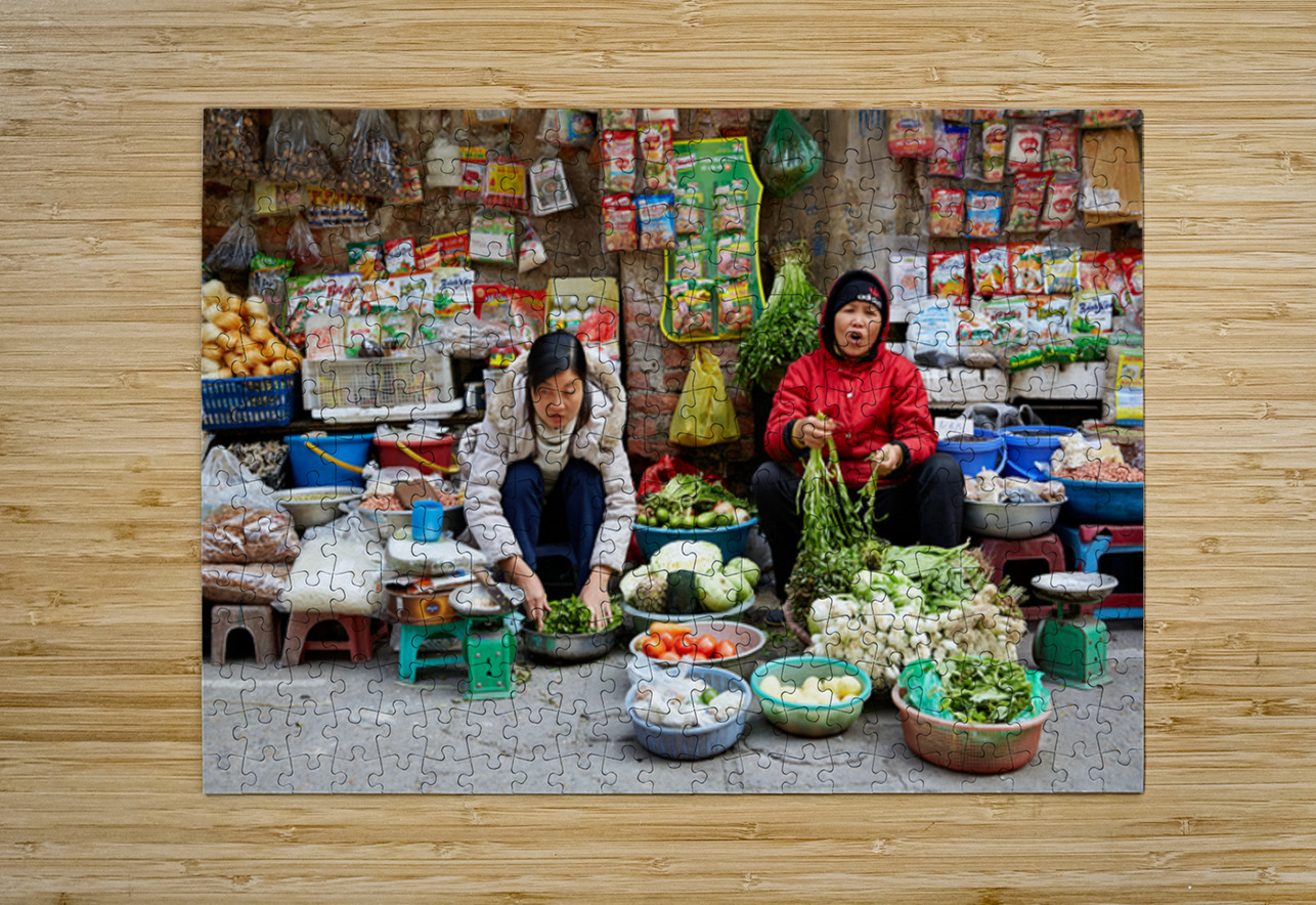 Women selling fresh vegetables in Hanoi market Marco Brivio Puzzle printing