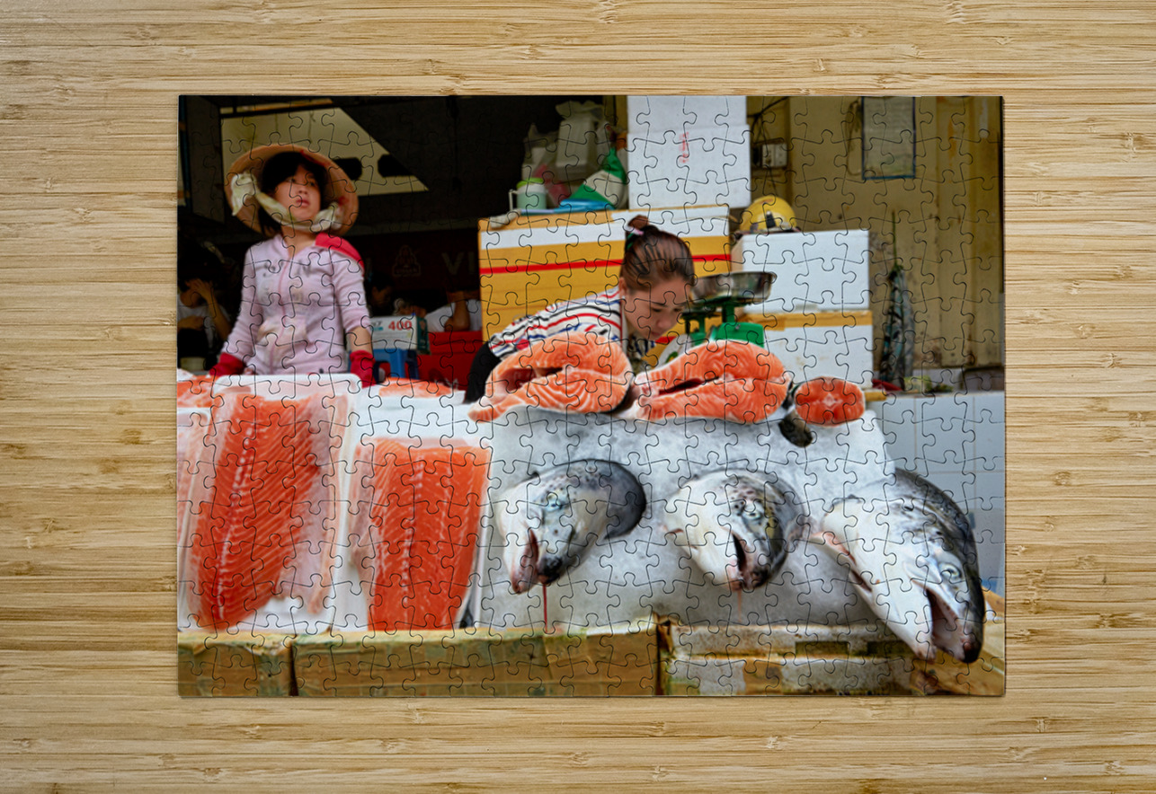 Market scene in Ho Chi Minh with fresh seafood for sale Marco Brivio Puzzle printing