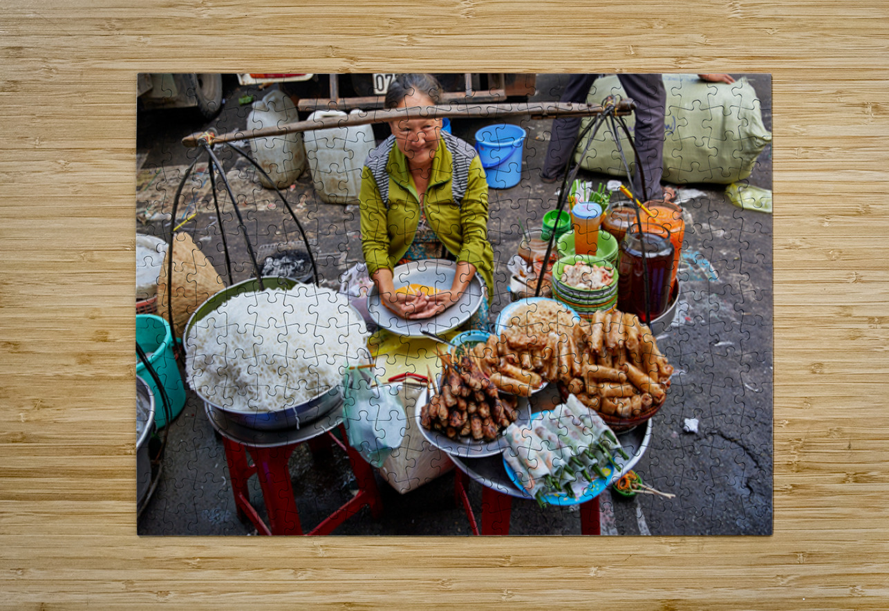 Woman selling food at street market in Ho Chi Minh City Marco Brivio Puzzle printing