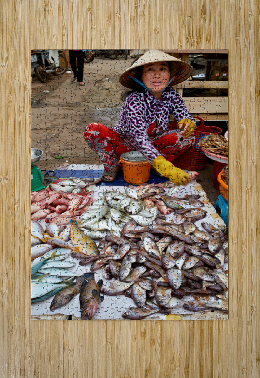 Fish seller in Phu Quoc market shows fresh catch for sale Marco Brivio Puzzle printing