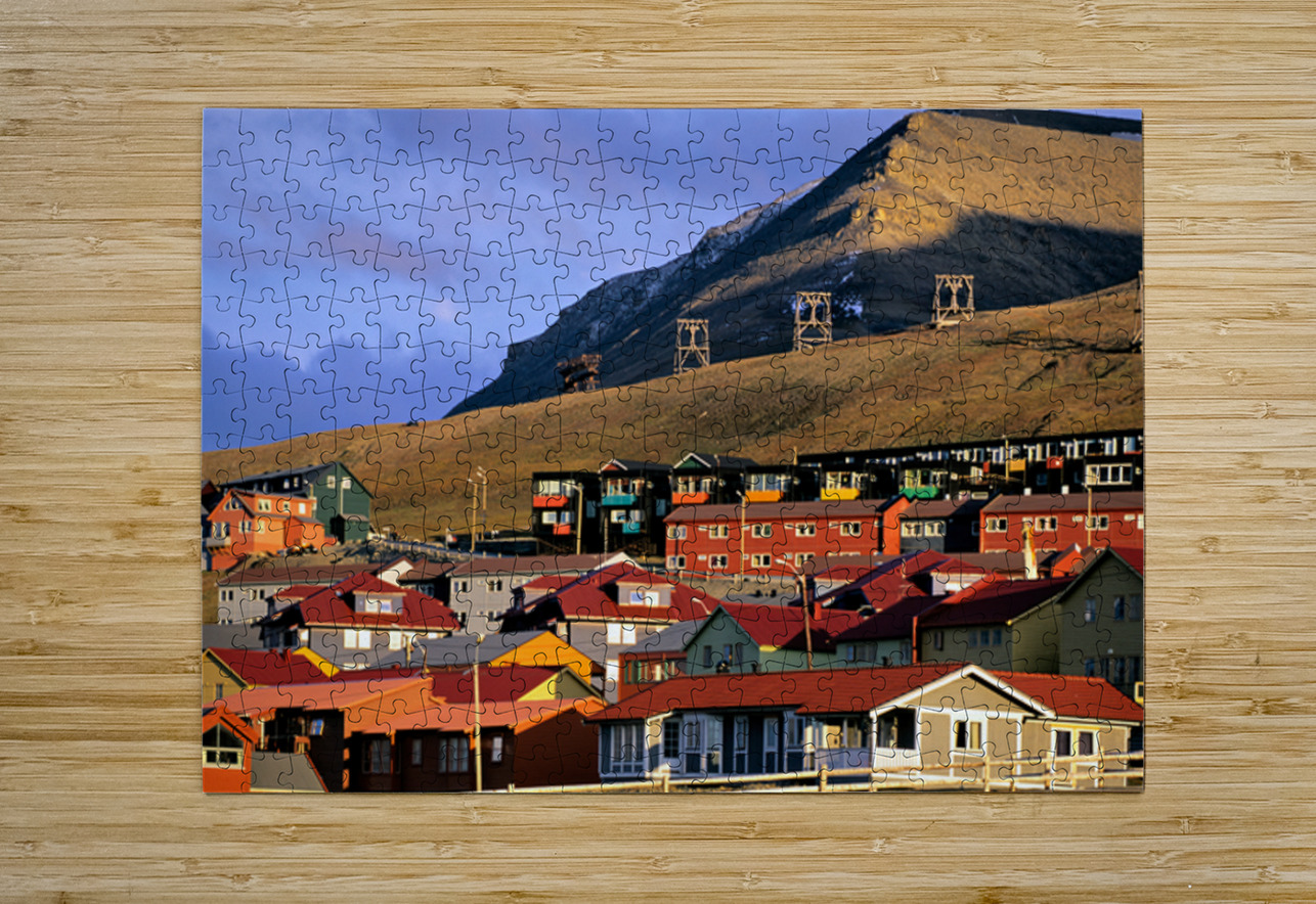 Colorful buildings in Longyearbyen Svalbard at sunset Marco Brivio Puzzle printing