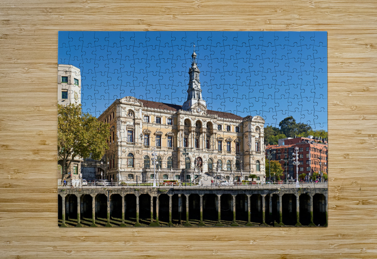 Building stands in Bilbao Spain next to water and trees Marco Brivio Puzzle printing