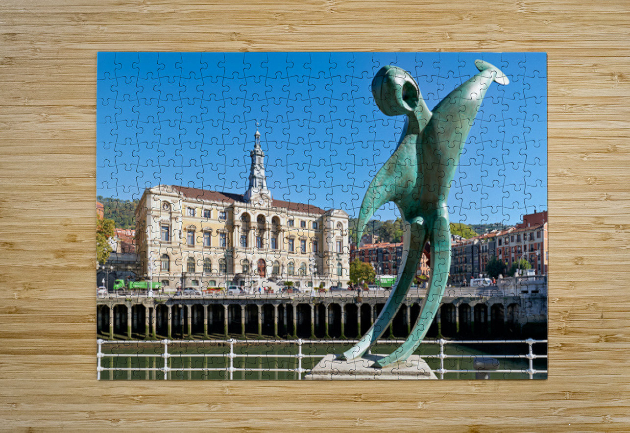 View of sculpture Conmemoracion al dia del Mar in Bilbao Marco Brivio Puzzle printing