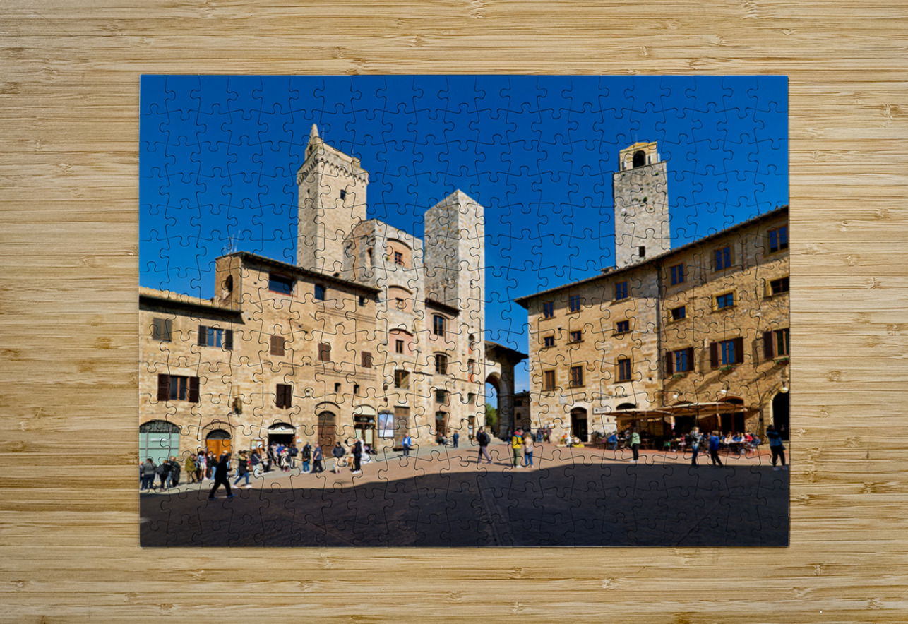 Visitors explore Piazza della Cisterna in San Gimignano Marco Brivio Puzzle printing