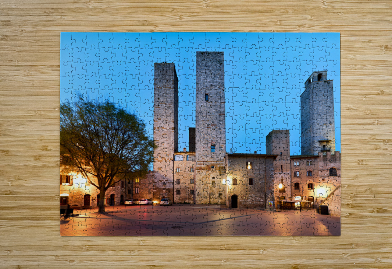 Sunset view of Piazza del Duomo in San Gimignano Tuscany Marco Brivio Puzzle printing