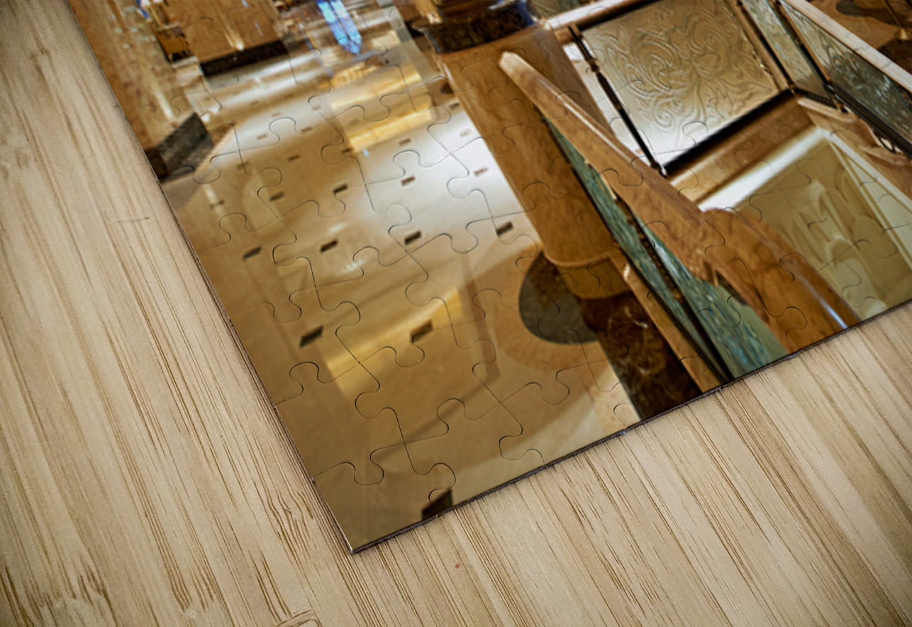 Opulent hotel lobby with grand staircase and golden chandeliers. Marco Brivio Puzzle