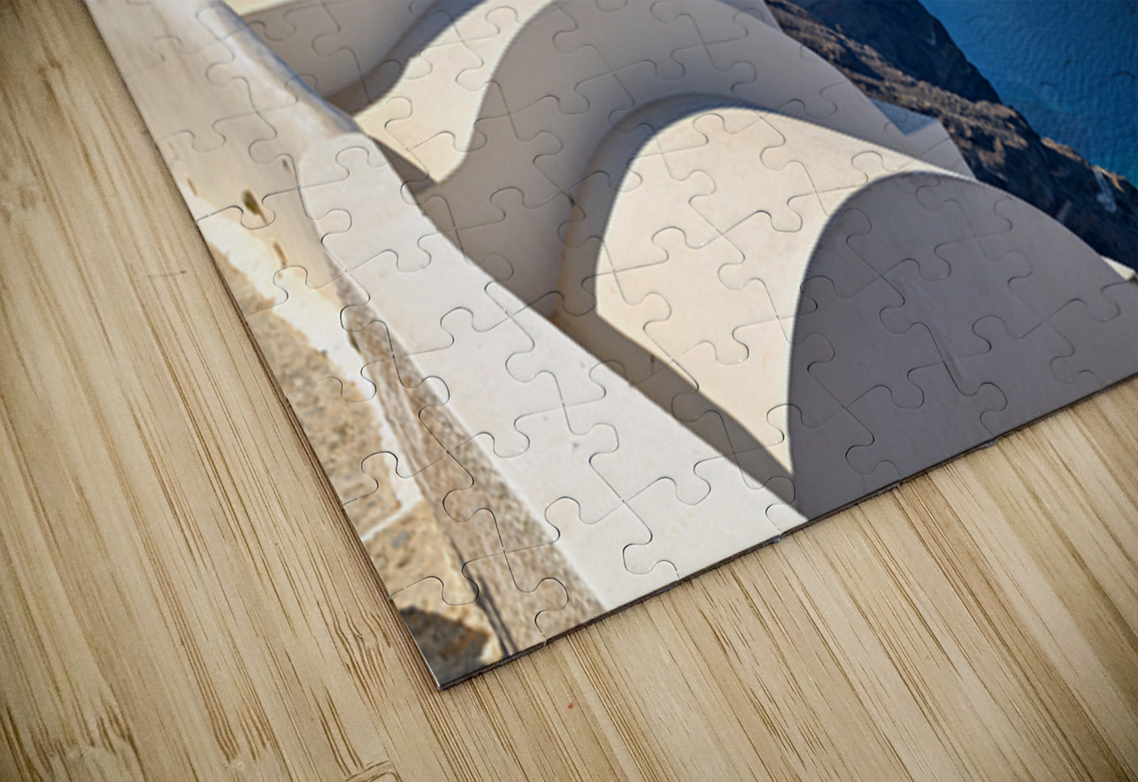 Santorinis iconic church and caldera with ships. Marco Brivio Puzzle