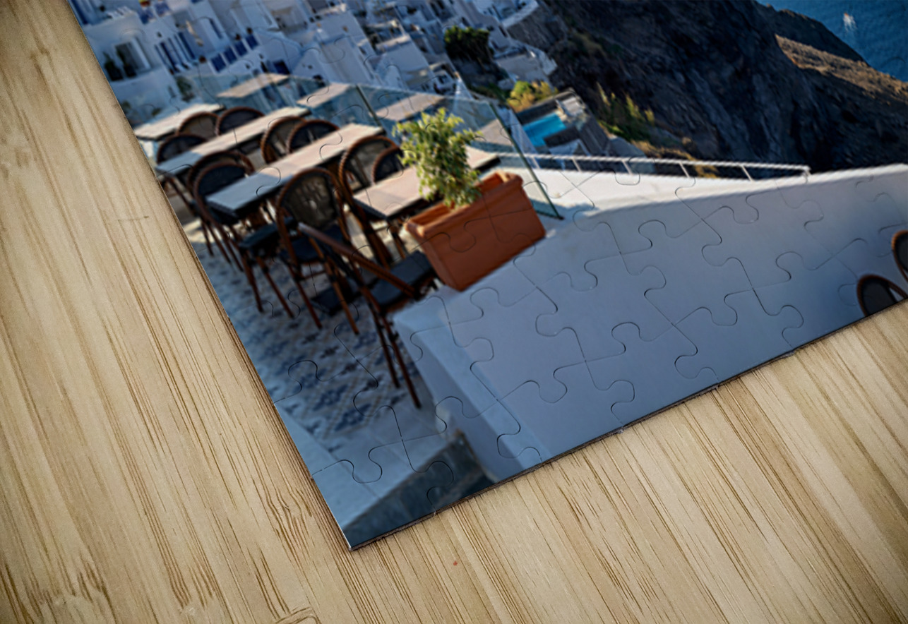 Santorinis white village blue caldera and cruise ships. Marco Brivio Puzzle