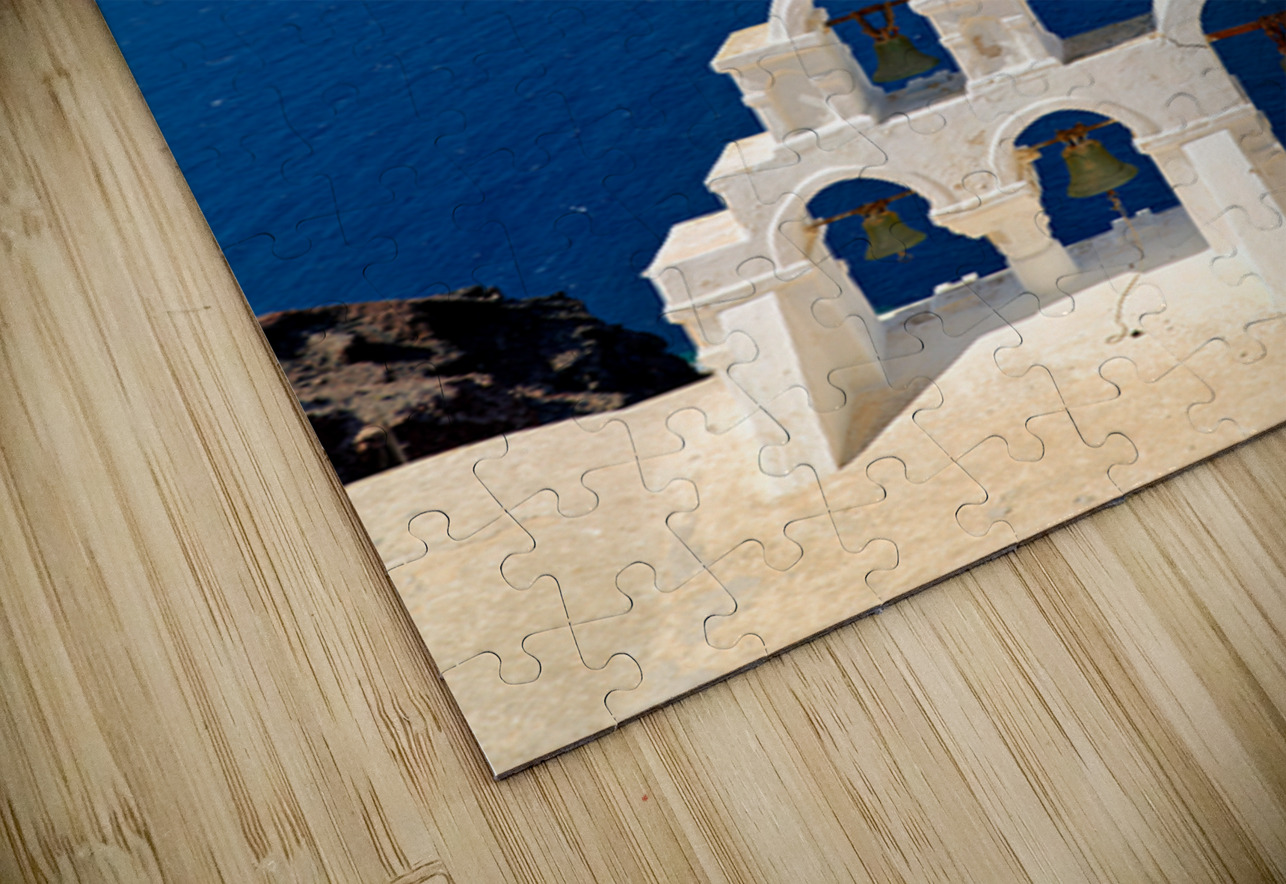 Santorini bell tower overlooking the Aegean Sea. Marco Brivio Puzzle
