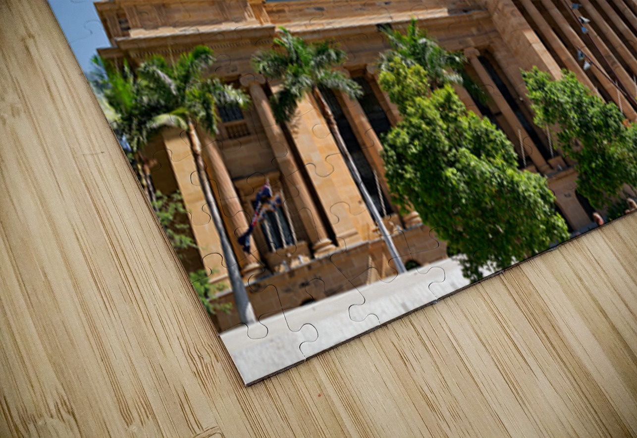 Brisbane City Hall with modern buildings and palm trees. Marco Brivio Puzzle