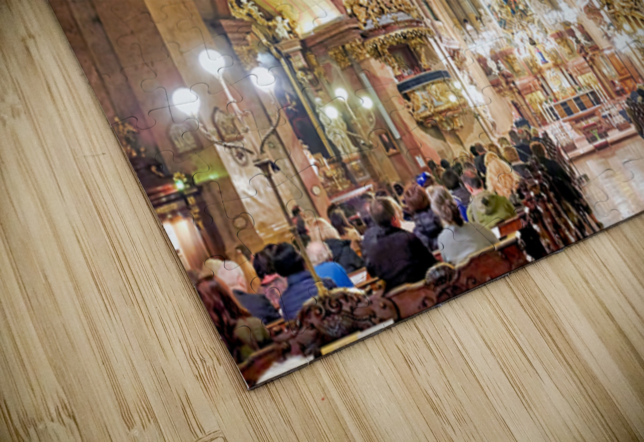 People attending a Requiem service in an ornate church. Marco Brivio Puzzle
