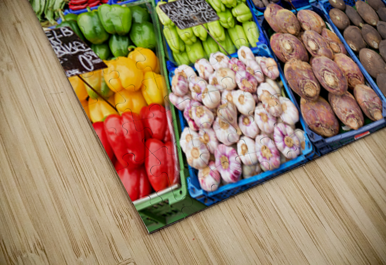 Colorful fresh vegetables and fruits displayed at a market stall Marco Brivio Puzzle