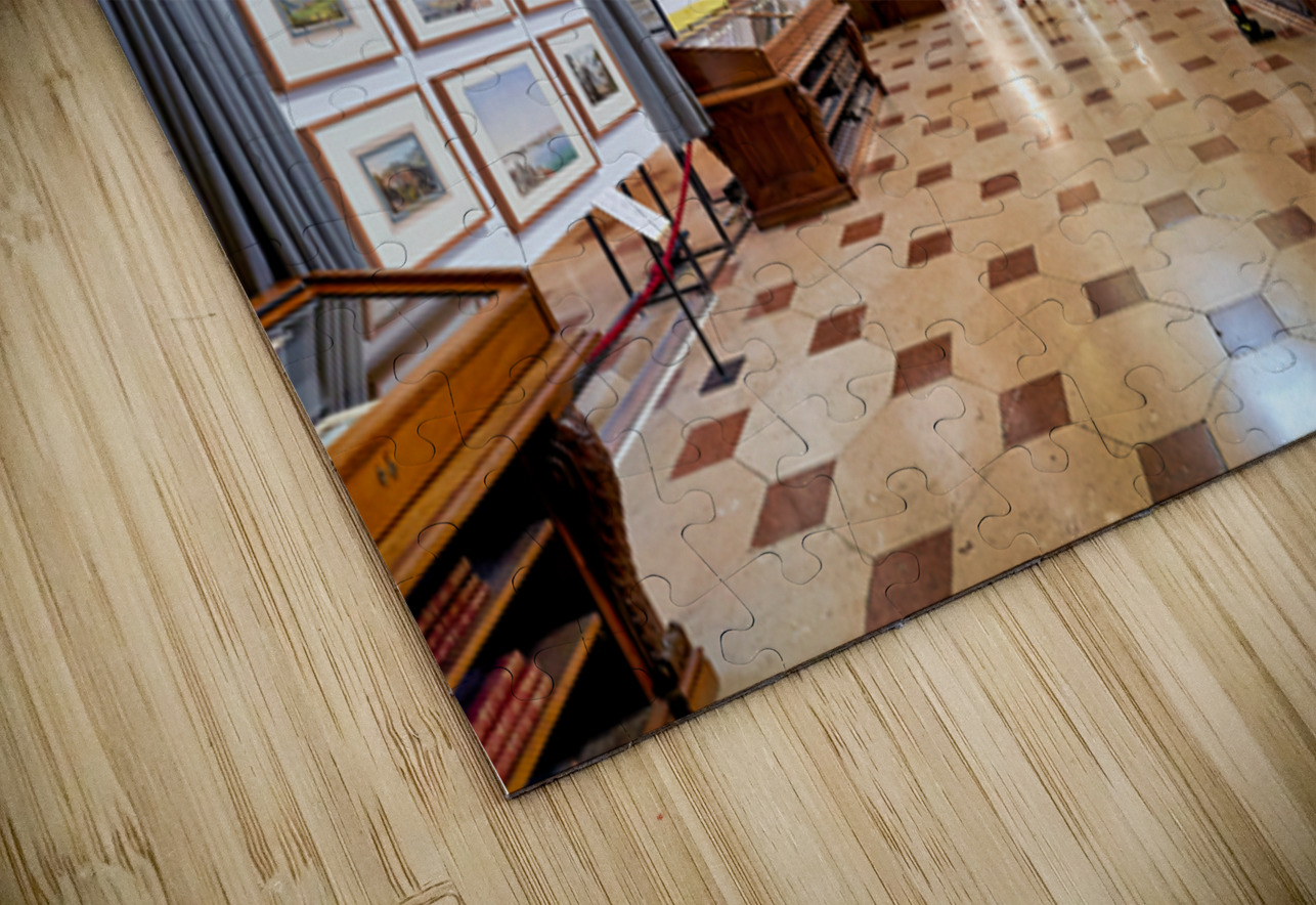 Grand ornate library interior with books columns and visitors Marco Brivio Puzzle