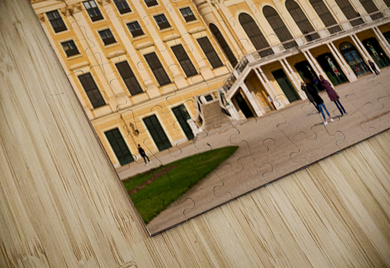 Ornate yellow palace facade with people and blue sky. Marco Brivio Puzzle