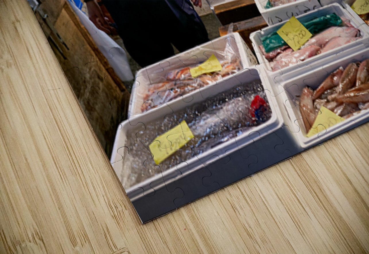 Fish market in Tokyo shows variety of seafood and local seller Marco Brivio Puzzle