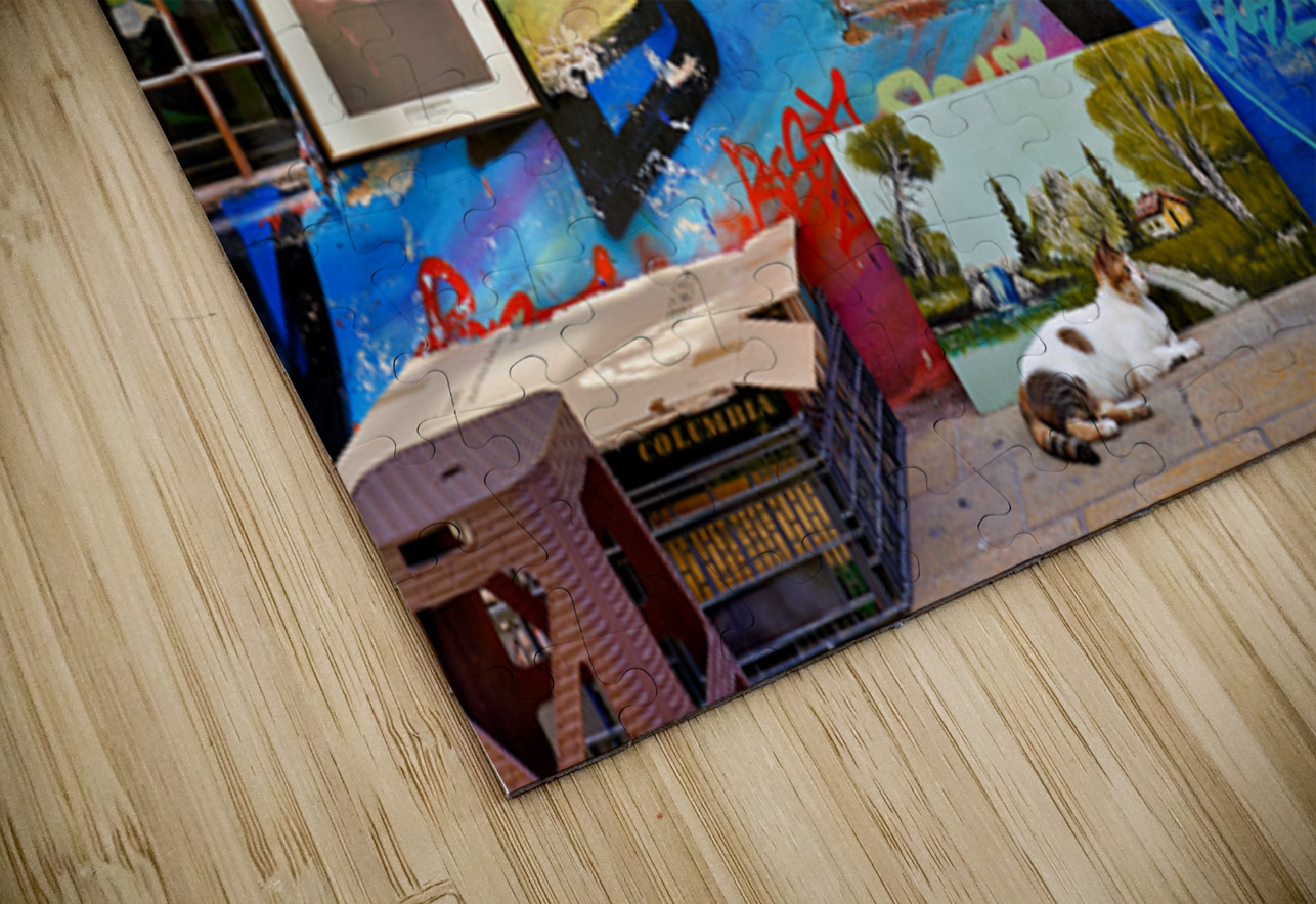 Flea market scene in Monastiraki Athens with colorful wall art Marco Brivio Puzzle