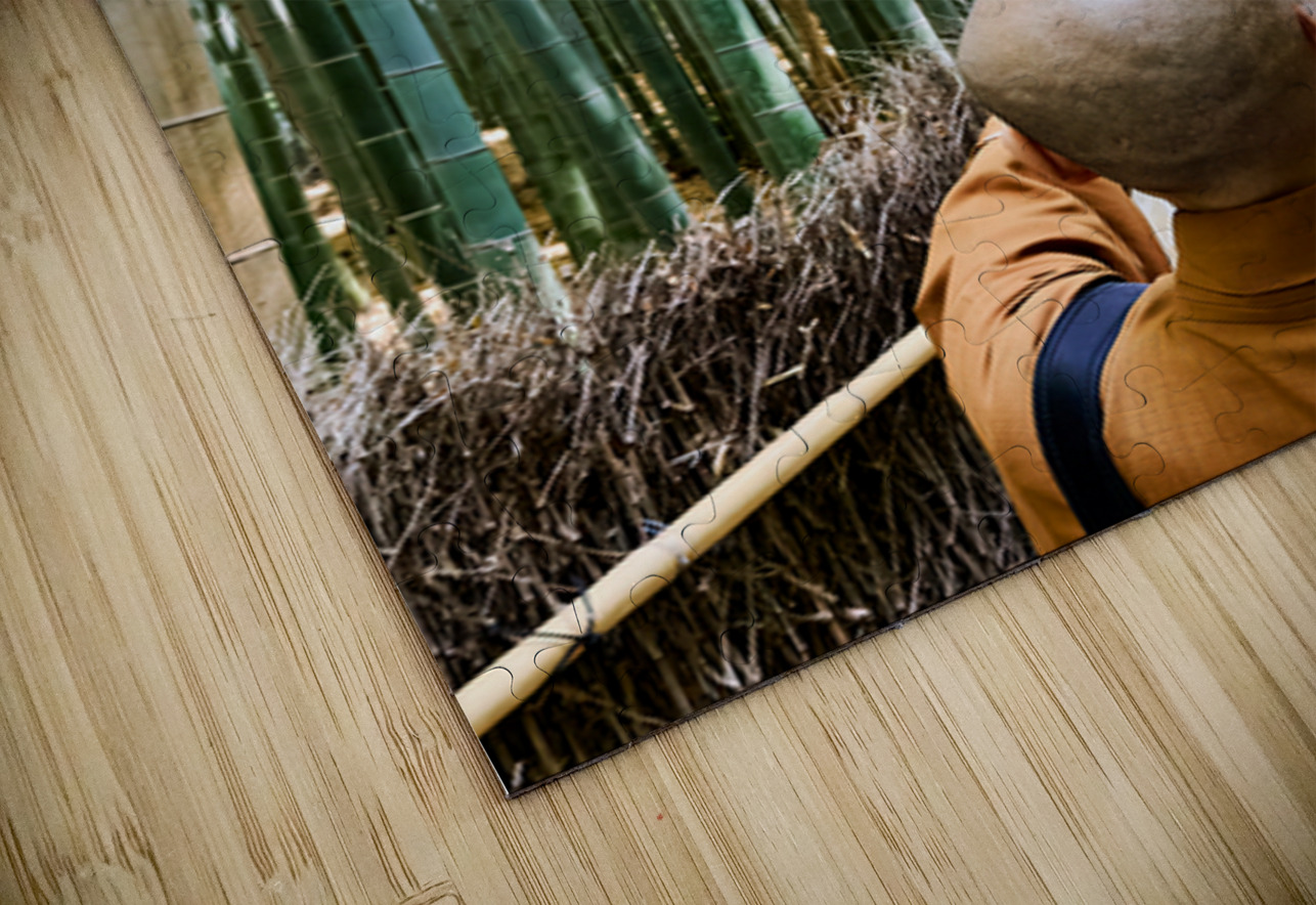 Buddhist monk takes pictures in Arashiyama Bamboo Grove in Japan Marco Brivio Puzzle