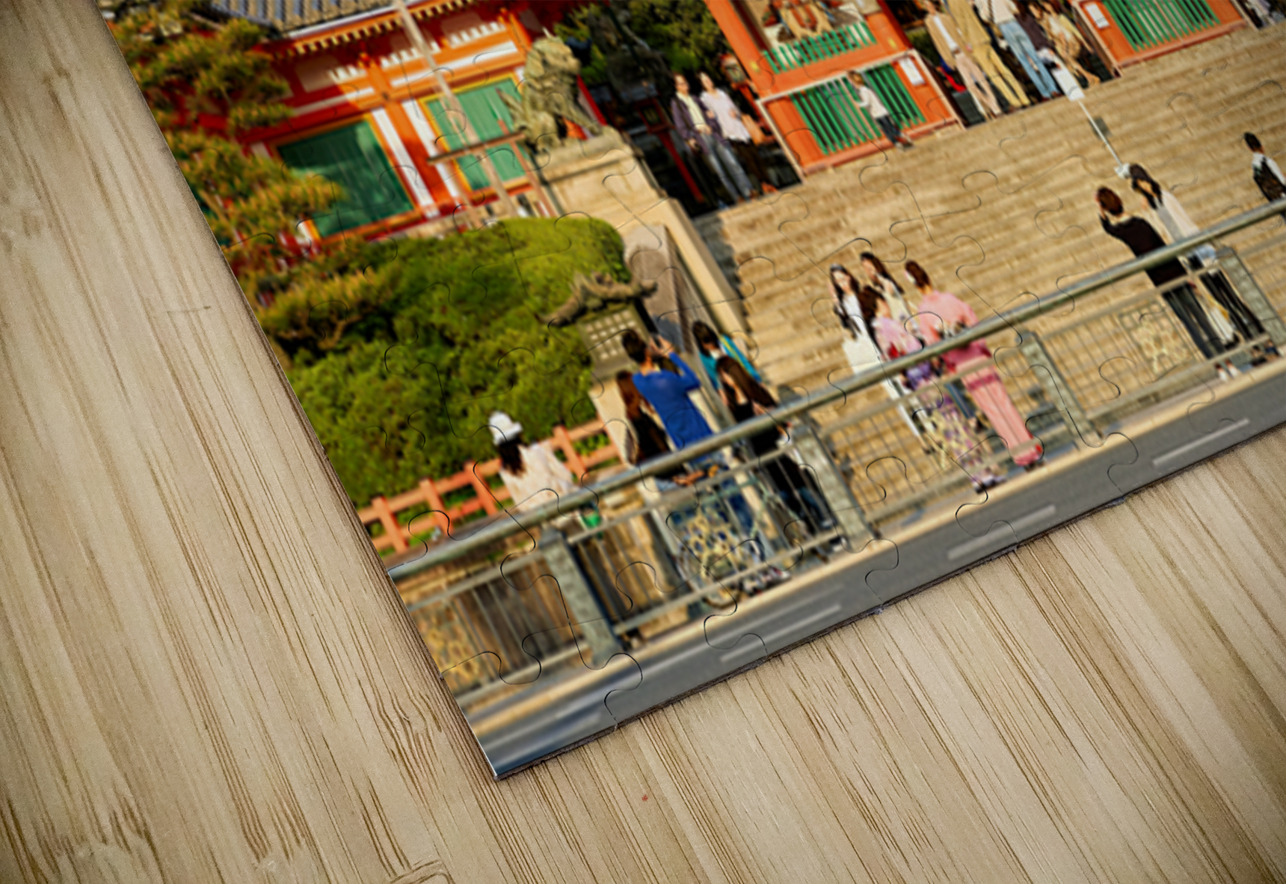 Kyoto Yasaka shrine temple with visitors and trees in background Marco Brivio Puzzle