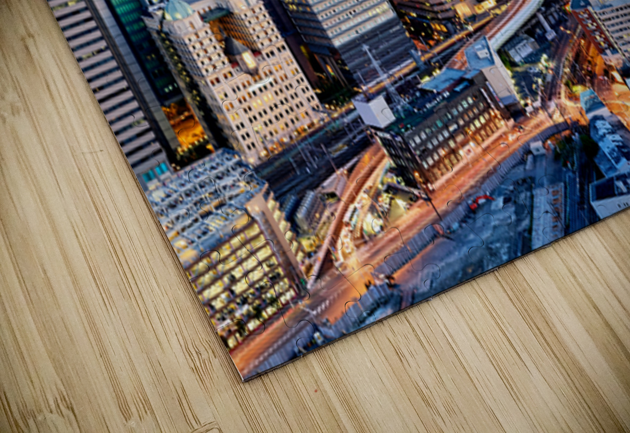 Osaka business district at dusk with city lights and buildings Marco Brivio Puzzle